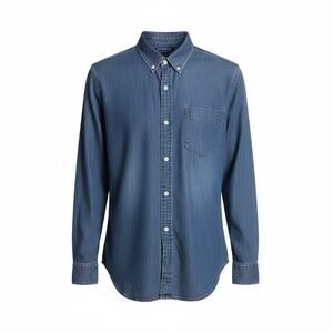 Old Navy Men’s Long Sleeve 100% Cotton Blue Denim Shirt  Sz. Large Normcore